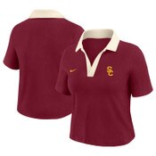 USC Trojans Women's Nike Cardinal SC Interlock Polo Crop Top